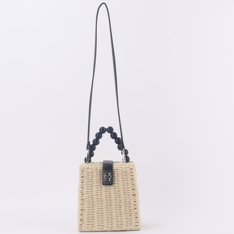 One-shoulder Hand Bag Woven Bag Beach Bag Mori Series Straw Woven Bag Female Bag Trapezoidal Rattan Bag