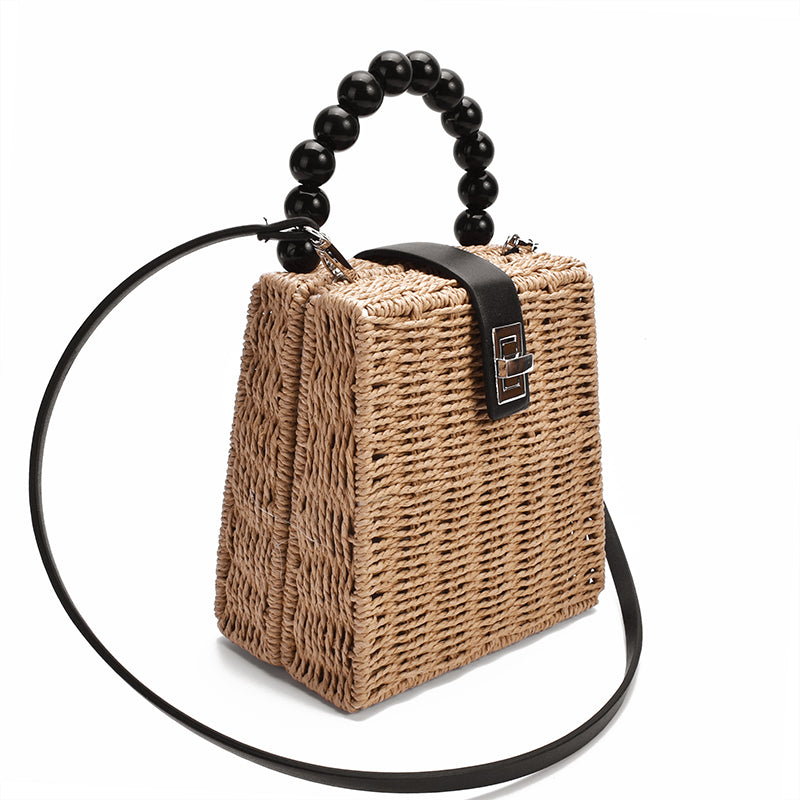 One-shoulder Hand Bag Woven Bag Beach Bag Mori Series Straw Woven Bag Female Bag Trapezoidal Rattan Bag