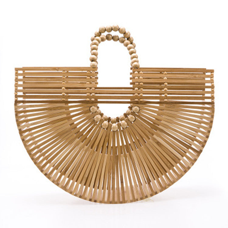 Wooden Bead Portable Woven Bag Semi-circular Clutch Beach Bag Variety Of Rattan Bags-eco-friendly-GREEMNEST-GREEMNEST