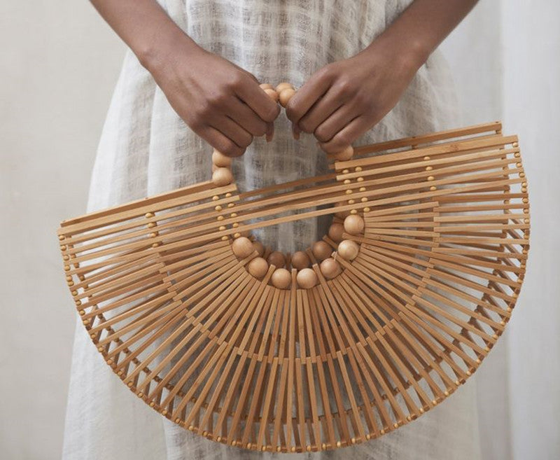 Wooden Bead Portable Woven Bag Semi-circular Clutch Beach Bag Variety Of Rattan Bags-eco-friendly-GREEMNEST-GREEMNEST